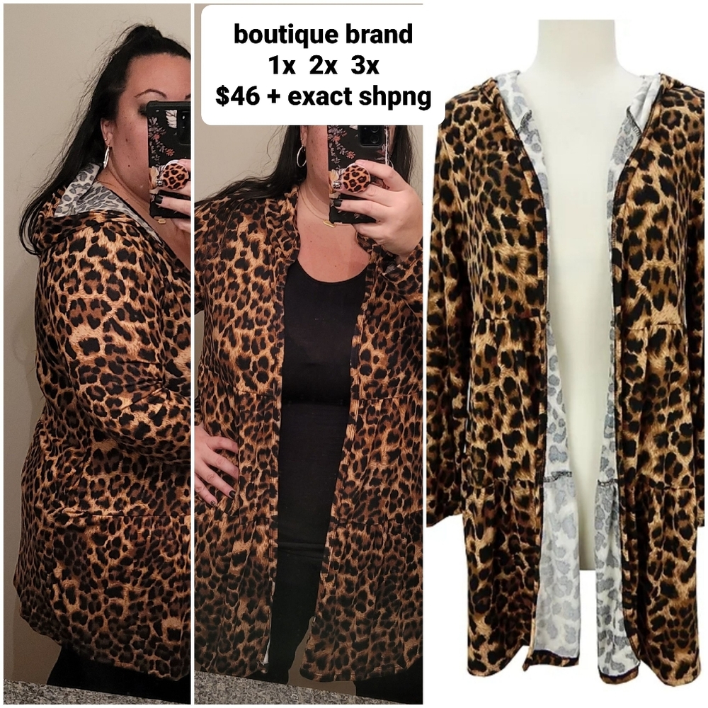 Hooded leopard cardigan